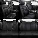 MINGBRON Black Car Seat Cover with Lumbar Support, Car Seat Protector Waterproof, Nappa Leather Car Seat Cushion, Car Seat Covers Front Seats and Back Fit for Most Cars