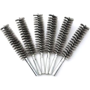 6pcs Pipe Cleaning Brush Set Stainless Steel Bristles, Stainless Steel Pipe Brush for Auto Parts,Bottles, Tubes, Etc.(4/5" 20mm)