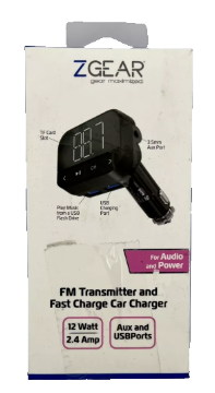 ZGear FM Transmitter & Fast Charging Car Charger - 12 watt 2.4 amp Aux & USBport