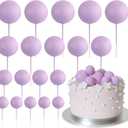 ASTARON 20 Pcs Ball Cake Topper Decorations Mini Balloons Cake Topper Sticks Light Purple Balls Cake Picks Cake Topper Balls Cake Decorations for Wedding Birthday Cake Decorations