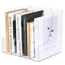 CiWiVOKi Vertical File Holder, Clear PET Desk Organizer and Storage Bins Holding for Magazines, Binders, Notebooks, Envelopes, Multi-purpose Plastic Document Organizer for Home Office, 4 pack
