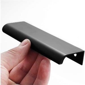 JOOJA 10 Pack Modern Style Finger Edge Pull Furniture DrawerHandles Hidden Cabinet Kitchen Drawer Handles Knobs, 120mm (Black)