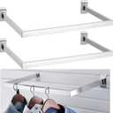 Unittype 2 Pack U Shaped Rectangular Tubing Handrail 24 Inch Wide Metal Handrail for Slat Wall Retail Displays Slat Wall Bracket Clothing Rack Home Use, Square Tube(Silver)