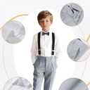 Kids Suits for Boy Suspender Pants Set Teen Boys Light Gray Ring Bearer Outfit Formal Dresswear Size 18