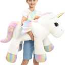 44 Inch Giant Unicorn Stuffed Animal Pillow, Cute Soft Big Unicorn with Rainbow Wings Large Plush Toy, Gifts for Girlfriend Girls Boys Kids Birthday Valentines Christmas