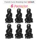 WIPPORYA French Curly Braiding Hair 12 Inch 6 Packs Black Loose Wave Bouncy Crochet Hair Pre Stretched 50g/pack Yaki Curly Hair for Black Women Hair Extensions (12inch 1B(pack of 6))