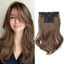 Clip in Hair Extensionss, 4PCS Hair Extensions 14" Short Layered Cut Hair Extensions Invisible Lace Weft Natural Soft Hairpieces for Women - Light Brown