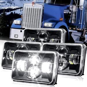 DOT Approved 4x6 LED Headlights 4PCS 65W Hi/Low Sealed Beam H6545 Rectangular Projector Headlamp Replace H4651 H4652 H4656 H4666 for Kenworth T600 T800 W900 Peterbilt 378 379 Truck DOT Approved 4x6 LED Headlights 4PCS 65W Hi/Low Sealed Beam H6545 Rectangular Projector Headlamp Replace H4651 H4652 H4656 H4666 for Kenworth T600 T800 W900 Peterbilt 378 379 Truck