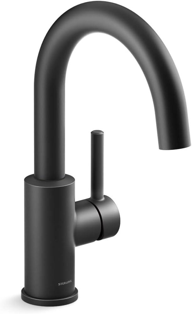 Sterling 34463-BL Traverse Single-Handle Bar Sink Faucet, 1.5 GPM, High Arch Spout, Temperature Memory, Premium Durable Metal, Corrosion Resistant, Matte Black
