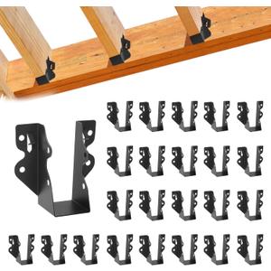 24 Pcs 2"x 4" Joist Hanger,Q235B Steel Face Mount Joist Hangers,Black Powder Coated Hurricane Ties for Rafter, Rafter Brackets for Floor, Deck and Ceiling Joists