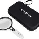 Large Magnifying Glass with 37 LED Light and Case, 10X 20X 45X Handheld Illuminated Lighted Magnifier with 3 Light Modes for Seniors Reading, Inspection, Coins, Exploring Close Work