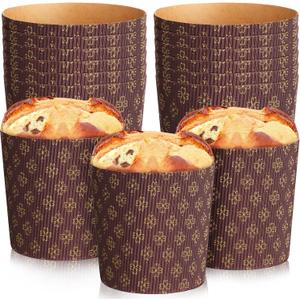 Nuanchu 12 Pcs Easter Panettone Paper Pan Mold 4.3 W x 4.3 H for Easter Cakes Baking Molds Round Bread Corrugated Forms for Kitchen Muffin Cup Kulich Paska Cupcake(Flower)