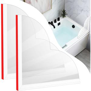 2 Pack Large Shower Splash Guard Kit, Upgrade 9.25 x 9.25 Bathtub Shower Water Splash Guards, Self-Adhesive Shower Guards to Keep Water in Shower, Shower Water Blocker from Splashing Out