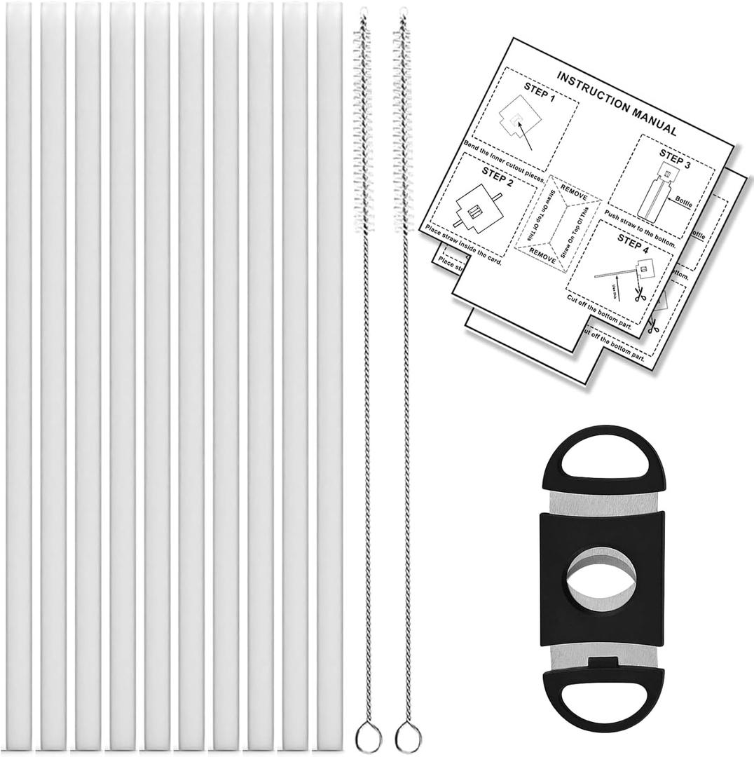 Replacement Straw Set for ThermoFlask Bottles  Fits 14/16/18/24/32/40/64 oz, Straws + Cleaning Brushes + Measuring Sheets + Cutter Tool