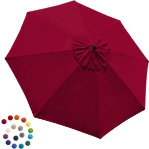 EliteShade USA 9FT Patio Umbrella Replacement Covers 8 Ribs Market Umbrella Canopy Cover (CANOPY ONLY) (Burgundy)