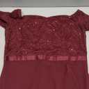 BeryLove Formal Sequin Prom Off Shoulder Dresses Cocktail Wedding Guest Long Evening Lace Chiffon Ruffle Dress 7085 Burgundy XL