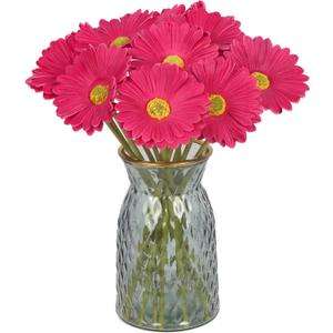 IPOPU Daisies Flowers Artificial,20PCS Gerbera Daisy Artificial Flowers Fake Daisies for Wedding Party Office Home Decorations(Rose Red)