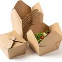 PakTalk To Go Containers Restaurant & Catering Supplies Takeout Food Containers 30oz Kraft Paper Lunch Boxes, Leak and Grease Resistant Disposable Paper Storage Box (50Pack, Brown)