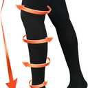 20-30 mmHg Compression Stockings for Women & Men, Thigh High Compression Socks Open Toe, Silicone Dot Band (Medium, Black)