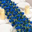 KHOYIME 9 Pack 72 FT Artificial Flower Garland, Fake Blue Roses Vines Silk Flowers Faux Plastic Outdoor Hanging Floral Ivy Garland Decoration for Wedding Arch Bedroom Home Wall Backdrop Room Decor
