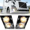 Fog Lights lamps Compatible with 2004-2014 Volvo VNL 670 Truck, LH&RH Passenger&Driver,Front DRL Lamp with Bulbs Fog Lights Assembly Replacement Black,Two Light