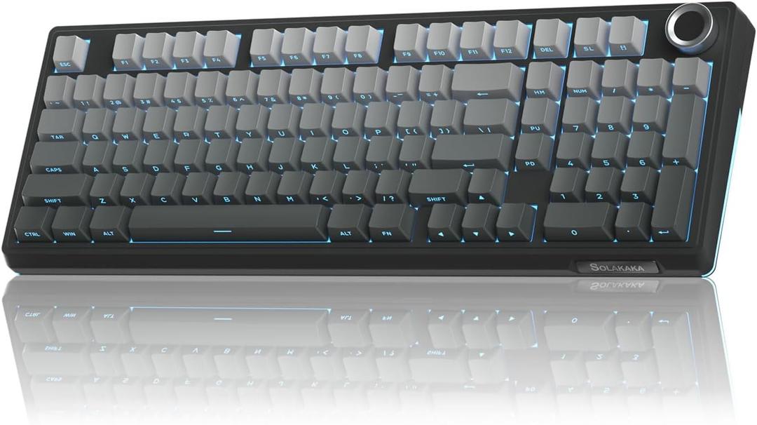 SOLAKAKA KI99 Pro 96% Wireless Mechanical Keyboard, RGB Gaming Keyboard, Hot-Swappable Pre-Lubed Switches, Gasket Structure Creamy Keyboards (Gradient-Black, Non-Silent Version)