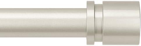Curtain Rods for Windows 16 to 88 Inches Adjustable Length 1 Inch Diameter Window Curtain Rod with Aluminium End Cap, Brushed Nickel