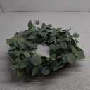 Eucalyptus Leaf Wreath Metal Polyester Paper Round Green Wreath 24" for Front Door Outdoor Decor