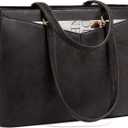 LOVEVOOK Laptop Bag for Women,15.6 Inch Laptop Tote Bag for Women, Vintage Leather Work Tote Bags Computer Business Teacher Bag, Waterproof Office Briefcase (Black Coffee)