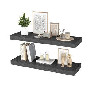 Floating Shelves for Wall - 36 x 9 Inch Wood Shelves for Bathroom, Bedroom, Kitchen Decor, Farmhouse Decor Set of 2, Black
