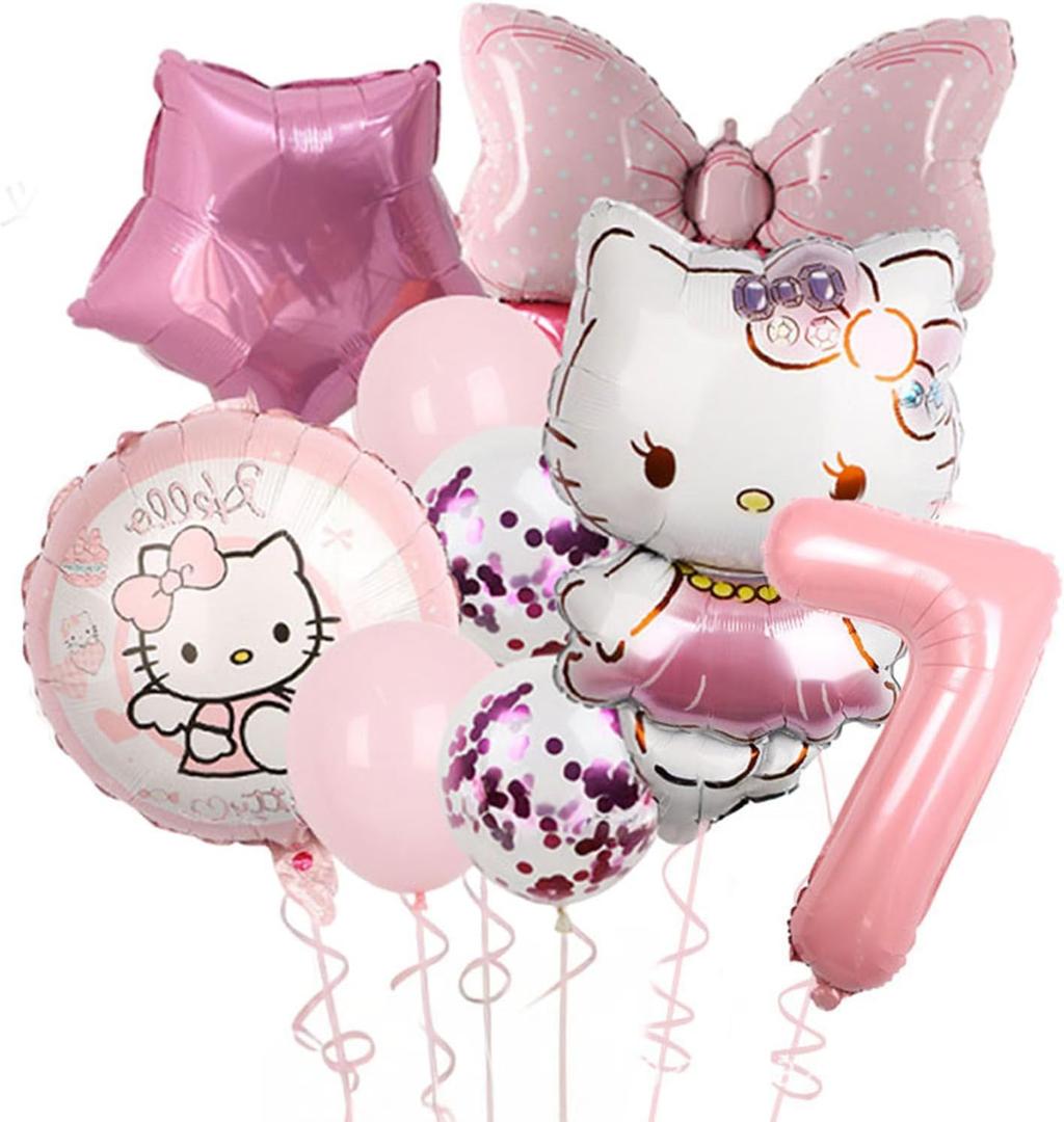 Cartoon Party Balloons, Cute Number 1 Balloon, Pink Thematic Foil Balloons for Party Decorations (Pink7)