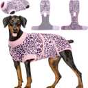 Kuoser Recovery Suit for Dogs, Comfy Dog Recovery Suit Female Doggie Onesie for Surgery, Post-Op Onesie for Female & Male Dogs, Soft Protective Wear, PinkLeopard XXL (Xxl (Back:24.8-29.5'', Weight:70+ Lb))