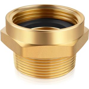 Fire Hydrant Hose Adapter, 1-1/2" NST (NH) Male x 2" NPT Female Hex Nipple Fire Hose Coupling Fittings, Brass Water Equipment Connector (2" NPT Female x 1.5" NST Male)