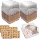 Paquete de 20 cajas de charcutera con tapas transparentes: cajas de papel de 7 x 7 x 4 pulgadas, recipientes para tartas, cajas de panadera desechables para tartas, cupcakes, postres, tartas y (Marrn)