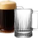 Mask el turko Big Coffee Glasses, Large Coffee Cups, Latte Glasses, Coffee Mugs with Handles, Tea and Cappuccino Cup, Ribbed Glassware (2 Pcs (10.4oz))