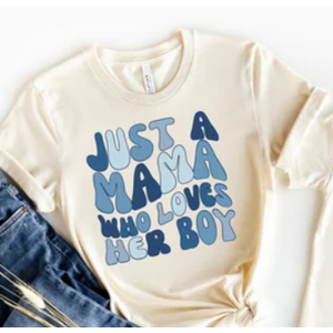 Just a Mama Who Loves Her Boy Shirts Mom and Son Matching Outfits Mommy and Me Matching Shirt Family Short Sleeve Tee Tops 140