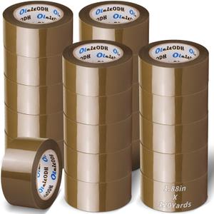 36 Rolls Brown Packing Tape with Dispenser, 1.88" X 120 yd Shipping Tape Bulk, Total 4320 yards, 2.6 mil, 3" Core, Tan Packing Tape Refills, Carton Sealing Tape for Moving Boxes, Package, Mailing