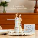 Resin Sister Figurine Statue, 6" Hand-Painted Friendship Sculpture for Best Friends, Sisters, Women  Unique Gift for Birthday, Christmas, Elegant Home Decor Keepsake with Best Wishes Card (White and Yellow)