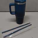 30 oz Tumbler with Handle and 2 Straws,2 in 1 Lid Insulated Water Bottle Stainless Steel Travel Coffee Mug,Indigo Black