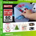 CenDale DTF Transfer Film 11"x17" - 60 Sheets Double-Sided Matte DTF Film for Sublimation Hack on Cotton, Direct to Film Printing on Dark and Light T-Shirts Textile, Hot & Cold Peel DTF Paper