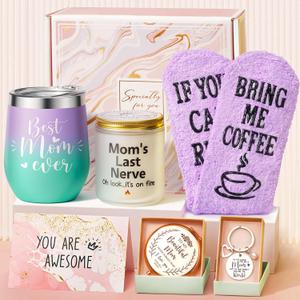 Best Mom Gifts Christmas Gifts for Mom from Daughter Son Kids, Birthday Gift Basket for Mother Women Mother-in-law Mothers Day Thanksgiving Present, New Mama Gift for Wife from Husband w/ Tumbler (Mermaid Purple)
