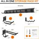 "48 Garage Tool Organizer Wall Mount - Heavy Duty 520lbs Metal Storage Rack, Easy Install Adjustable Hooks for Garden Tools Brooms