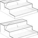 Yieach 3 Tiered Acrylic Display Stands for Cupcake Stand,Perfume Shelf Organizer,Figure and Funko Pop Display,No Installation,Clear Table Risers Display Stands for Collectibles,Makeup and Dessert,2PCS