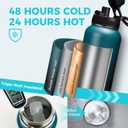 40 OZ Insulated Water Bottles with Straw Lid, Stainless Steel Water Bottle for Men Women, Wide Mouth Water Flask Sports with Shoulder Carrier Bag, Paracord Handle, Straw & Spout Lids