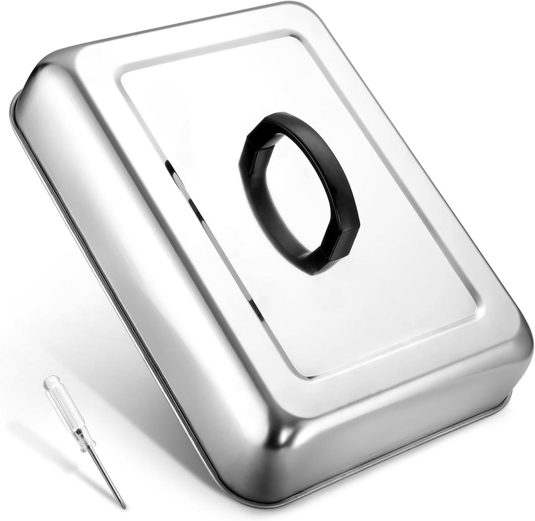 Onader 13 x 9 Inch Rectangular Basting Cover for Griddle, Large Stainless Steel Cheese Melting Dome Lid, Heat-Proof Handle & Dishwasher Safe