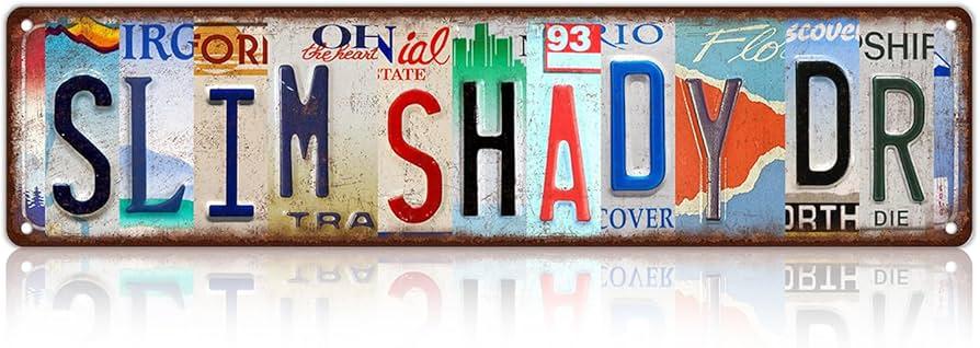 Vintage Wall Decor Slim Shady Dr Street Sign Metal Tin Signs for Bar Home Man Cave Cafe 16 x 4 Inches