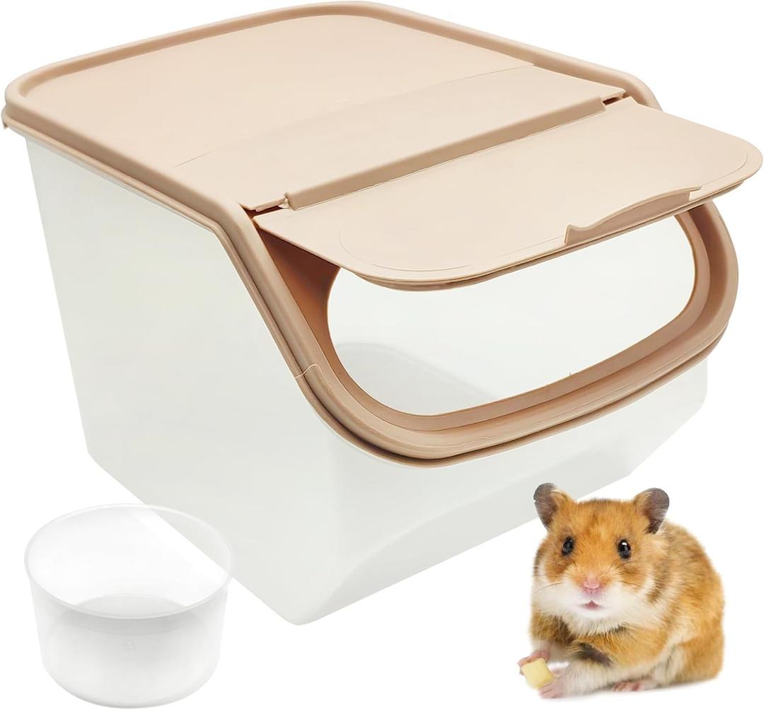 PINVNBY Chinchilla Sand Bath Box Gerbil Bathroom Transparent Totoro Plastic Sand Bath House with Sand Cup Cage Accessories for Guinea Pig Hedgehog Squirrel and Other Small AnimalsCoffee Color (brown)