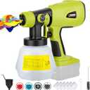 Cordless Paint Sprayer for for Ryobi 18V Battery, Handheld HVLP with 1000ML Container, Electric Paint Sprayer for Painting Ceiling, Fence, Cabinets, Walls (Battery NOT Included) (Light Green)