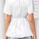 Falechay Womens Tops Summer Outfits For Women Casual Peplum Baby Doll Blouses Flowy Empire Top Bohemian Elegant Peasant Women's Shirt Chiffon Floral Smocked Fall Fashion 2025 Vacation Blouse White M (White, M)
