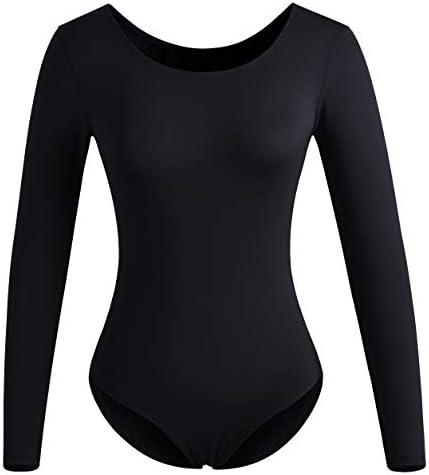 DANSHOW Women Long Sleeve Dance leotards for Ballet Adult lady Train top.M